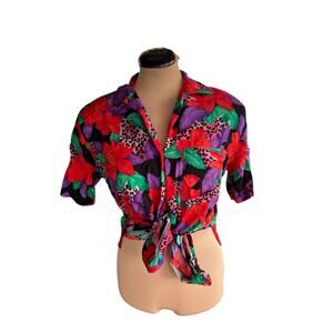 Vintage Button-Up Shirt Sz. M - Colorful, Patchwork, Animal Print, Floral, 90s